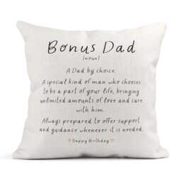 Bonus Dad Birthday Cushion, Gift For Step Dad, Meaning Of A