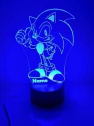 Personalised Sonic Night Light - Children's Light Game Room Boys Night Led Girls Birthday Active - thumbnail 1