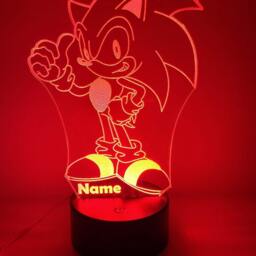 Personalised Sonic Night Light - Children's Light Game Room Boys Night Led Girls Birthday Active - thumbnail 2
