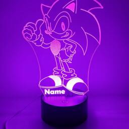 Personalised Sonic Night Light - Children's Light Game Room Boys Night Led Girls Birthday Active - thumbnail 3