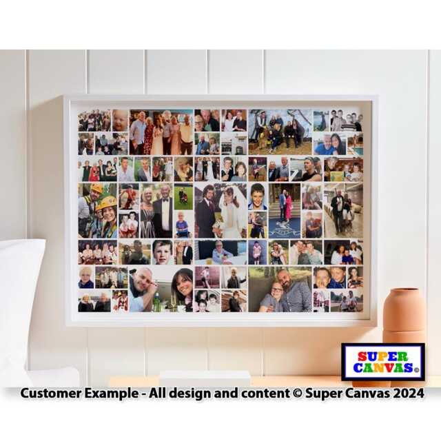 Customised 65 Picture Wedding Day Family Holiday Travel Memories Wall Art Photo Collage Display A2 A1 Poster Print Fathers Birthday Gift - image 1