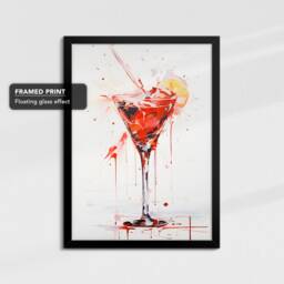 Bloody Mary Cocktail Glass Beverage Watercolor Drink Painting Framed Poster Print & Canvas Wall Decor Art Bedroom Home Interior Gift - thumbnail 2