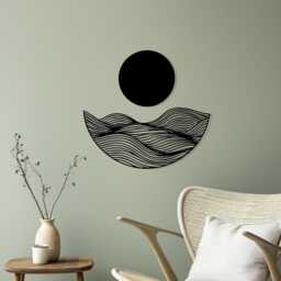 Metal Wall Art, Ocean Wave Sunset Decor, Minimalist Sea Scene, Modern Coastal Gift - thumbnail 4