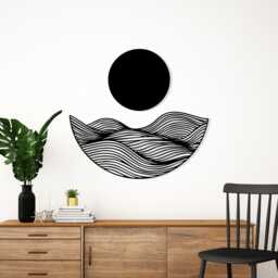 Metal Wall Art, Ocean Wave Sunset Decor, Minimalist Sea Scene, Modern Coastal Gift - thumbnail 1
