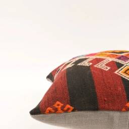 Handmade Kilim Pillow Cover Colorful Boho Throw Cushion - 16x16 - thumbnail 2