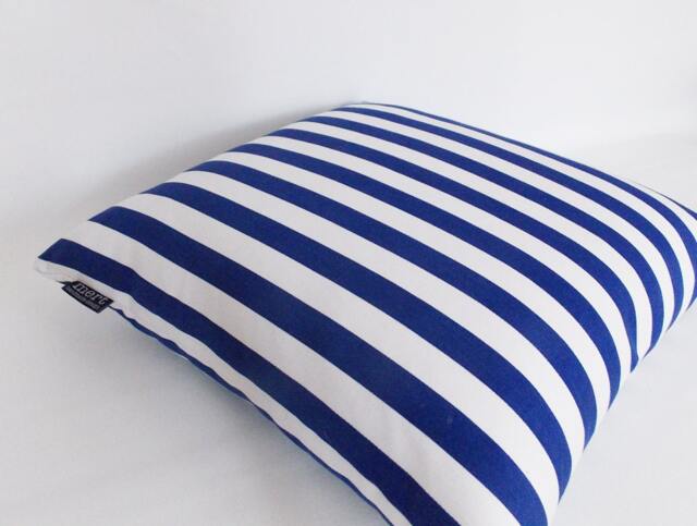 Navy & White Striped Pillow Cover Cotton Canvas Throw - image 1