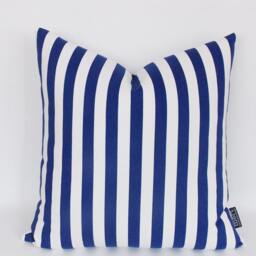 Navy & White Striped Pillow Cover Cotton Canvas Throw - thumbnail 2