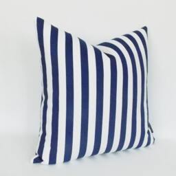 Navy & White Striped Pillow Cover Cotton Canvas Throw - thumbnail 3