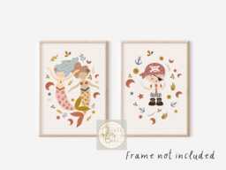 Mermaid & Pirate Themed Prints For A Nursery, Bedroom Or Playroom. - Prints Only, Unframed - thumbnail 1