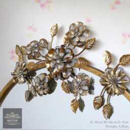 Round Wall Mirror With Flower Details Home Decor Living Room Hallway Bedroom - thumbnail 2
