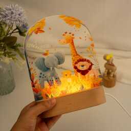 Personalised Led Animal Lamp, Safari Jungle Animals Light, Kids Night Light Gift, Easter Gifts For Kids, Kids Bedroom Nursery Table - thumbnail 3