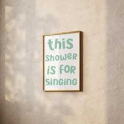Singing in The Shower Sage Green Print - A3 A4 A5 Bathroom Wall Art, Print, Large Karaoke In - thumbnail 1