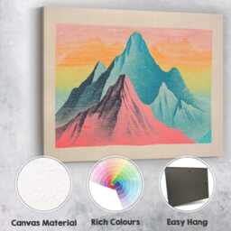 Pastel Pink Teal Mountain Landscape Contemporary Canvas Wall Art Print Decor Picture Ready To Hang - thumbnail 2