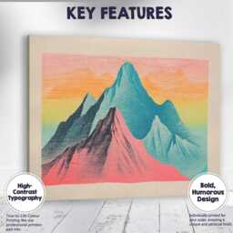 Pastel Pink Teal Mountain Landscape Contemporary Canvas Wall Art Print Decor Picture Ready To Hang - thumbnail 4