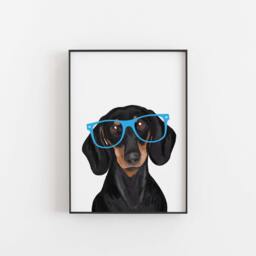 Personalised Dachshund Print, Sausage Dog Portrait With Glasses - thumbnail 3