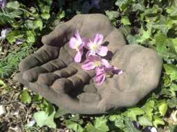 Bowl Drinking Trough Bird Bath Hands Large Made Of Artificial Sandstone in Antique Look D 06 - thumbnail 1