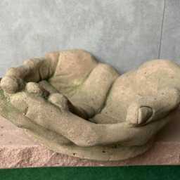 Bowl Drinking Trough Bird Bath Hands Large Made Of Artificial Sandstone in Antique Look D 06 - thumbnail 4