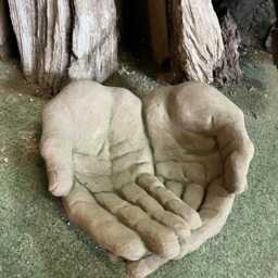 Bowl Drinking Trough Bird Bath Hands Large Made Of Artificial Sandstone in Antique Look D 06 - thumbnail 2