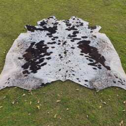 Real Cowhide Rug in Tricolor, Brown & White With Hair On, Luxury Skin Area Rug, Large Brazilian Cow For Home Decor - thumbnail 3