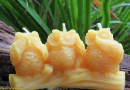 Three Wise Owls Beeswax Candle/See No Evil, Hear Speak Evil Handcrafted in America With 100% Natural Bird Candles