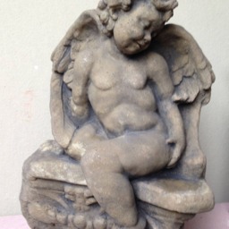 Guardian Angel, Seated Figure/Sculpture in Art Sandstone With An Antique Look, 32 X cm - thumbnail 2