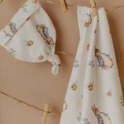 Peter Rabbit Organic Baby Blanket Set - Cotton With Hat, Soft & Warm Newborn Gift, Eco-Friendly, 0-6 Months - thumbnail 2