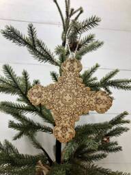 Boho Christmas Ornament, Style Wooden Decor, Natural Wood Bohemian Home Tree Holiday Decoration - thumbnail 1