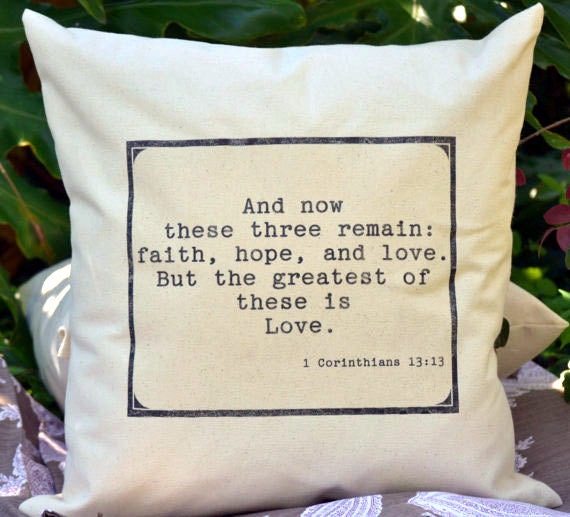 Personalized Pillow, Anniversary Gift Idea, Religious Spiritual Pillow, Wedding, Christian Gift, Bible, Retreat Corinthians Pillow - image 1