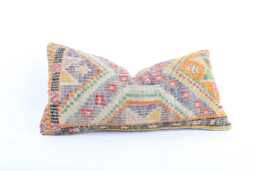 Kilim Lumbar Pillow Cover Turkish Bohemian Cushion - 12x24