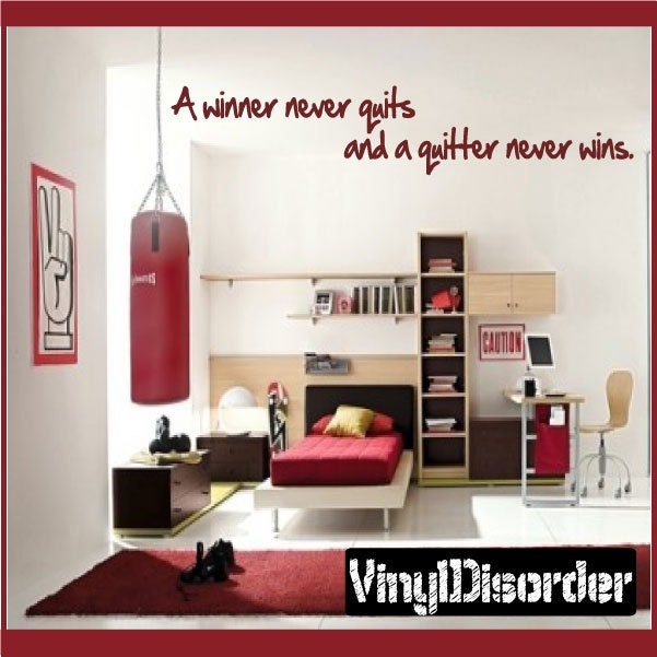 A Winner Never Quits & A Quitter Wins - Vinyl Wall Decal Quotes Sticker Motivationalquotes03Et - image 1