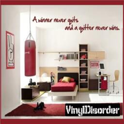 A Winner Never Quits & A Quitter Wins - Vinyl Wall Decal Quotes Sticker Motivationalquotes03Et - thumbnail 1