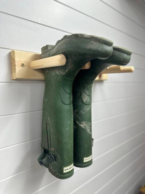 Wall Mounted Wellington Boot Storage Rack - Natural Wood - image 1