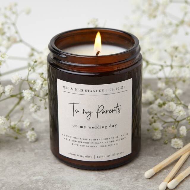 Parents Of The Bride Or Groom Gift, Personalised Scented Candle - Gifts - image 1