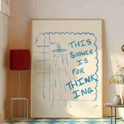 This Shower Is For Thinking Art Print - Funny Bathroom Art, Washroom Decor Poster Print, Hand Drawn Wall Decor, Typography - thumbnail 2