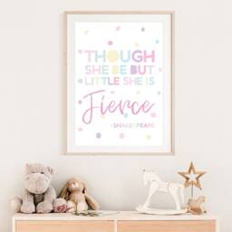 Though She Be But Little Is Fierce Print, Girls Nursery Prints, Bedroom Quotes, Wall Art, Art - thumbnail 2