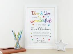 Personalised Rainbow Teacher Thank You Print - Custom School Or Nursery Gift End Of Term Appreciation Va160 - thumbnail 1