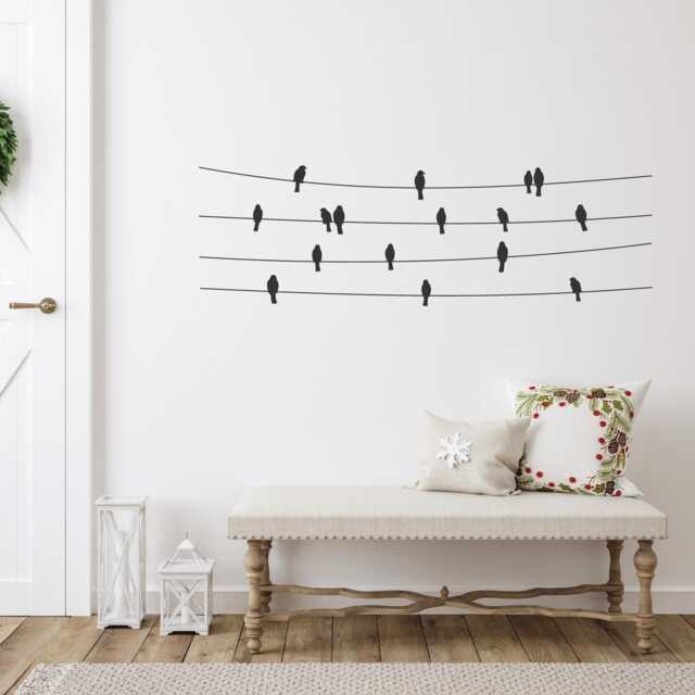 Birds On Wires Wall Stickers Vinyl Decal Sticker - Bird Art - image 1