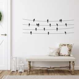 Birds On Wires Wall Stickers Vinyl Decal Sticker - Bird Art