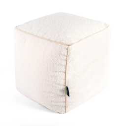 Cream Teddy Boucle Cube Ottoman Piped Footstool Pouffe - 41cm - thumbnail 2