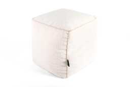 Cream Teddy Boucle Cube Ottoman Piped Footstool Pouffe - 41cm