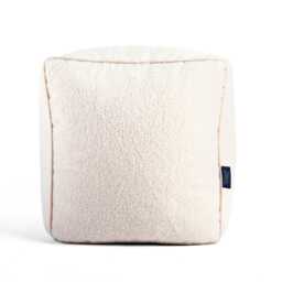 Cream Teddy Boucle Cube Ottoman Piped Footstool Pouffe - 41cm - thumbnail 3