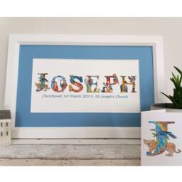 Personalised Jungle Animal Name Print Nursery Decor, Christening Gift - thumbnail 1