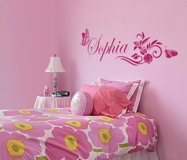 Personalized Name & Butterflies Blossom Custom Girls Nursery Wall Decal #1104 - image 1
