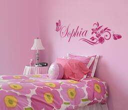 Personalized Name & Butterflies Blossom Custom Girls Nursery Wall Decal #1104 - thumbnail 1