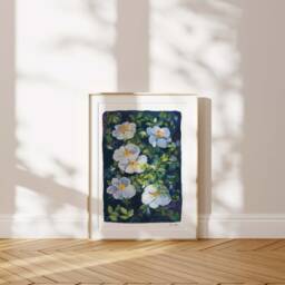 Cherokee Roses Gouache Art Print Floral Nature Wall - thumbnail 2