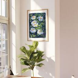 Cherokee Roses Gouache Art Print Floral Nature Wall - thumbnail 3