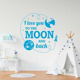 Nursery Wall Decal - I Love You To The Moon & Back Vinyl Art With Stars Childrens Decor - thumbnail 3