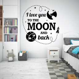 Nursery Wall Decal - I Love You To The Moon & Back Vinyl Art With Stars Childrens Decor