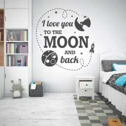 Nursery Wall Decal - I Love You To The Moon & Back Vinyl Art With Stars Childrens Decor - thumbnail 2
