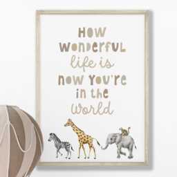 Safari Nursery Print Set, Beige Rainbow, Animal Wall Art - thumbnail 2